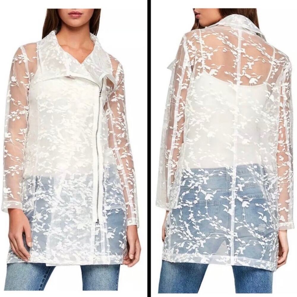 BCBGeneration Sheer White Organza Woven Anorak Jacket Cardigan - Size XS